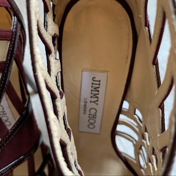 Jimmy Choo Vector Patent Cut Out Caged Suede Heels - Picture 5 of 6